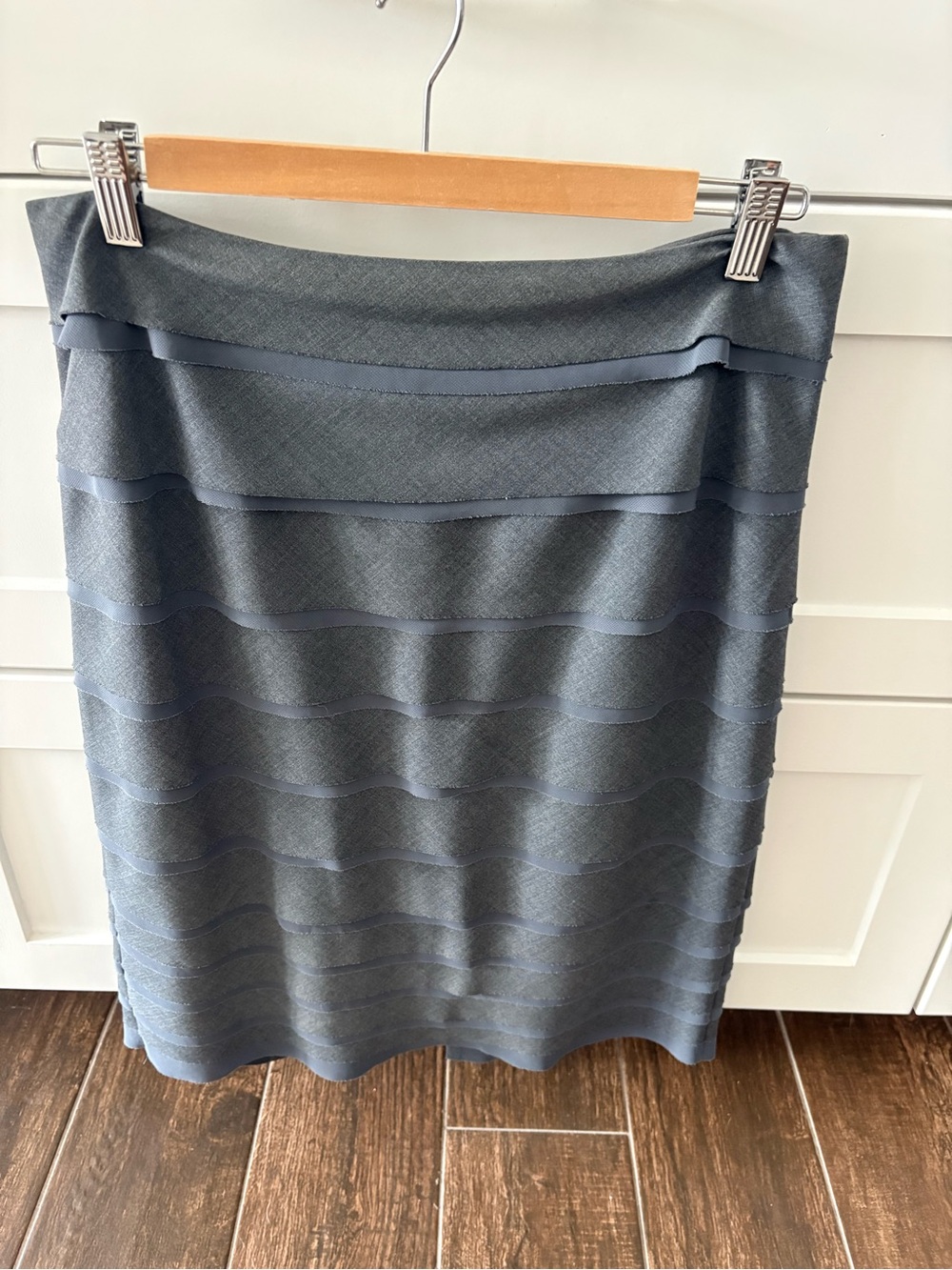 White House Black Market Slate Gray Textured Pencil Skirt